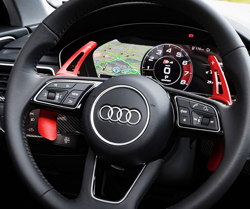 Red Steering Wheel Paddle Shifter Extension Covers For Audi A3 A4 A5 A7 A8 Q5 Q7