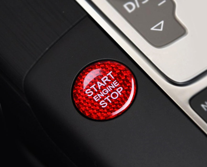 Red Carbon Fiber Engine Push Start Button Cover For Audi A4 A5 A7 A8 Q3 Q5 Q7...