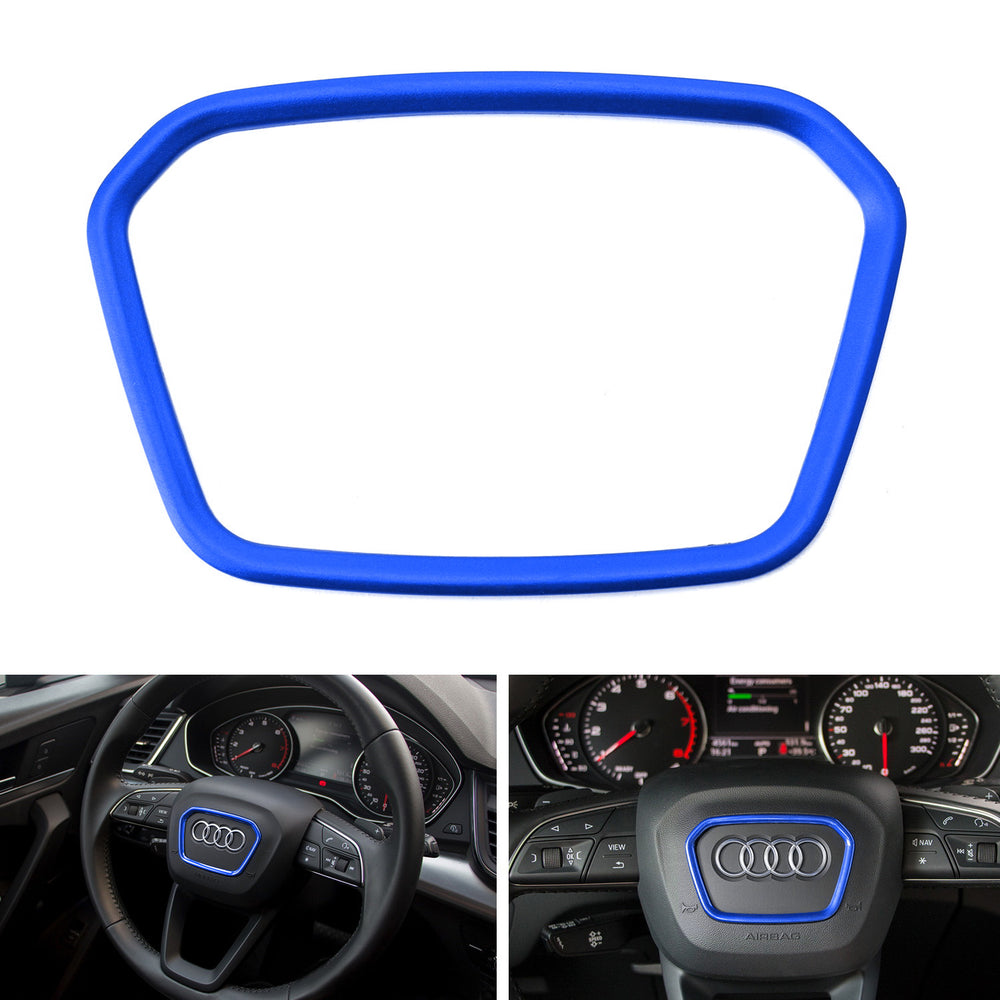 Blue Wheel Center Decoration Ring Cover Trim For Audi Q3 Q5 Q7 Q8 A7 Shield Shap