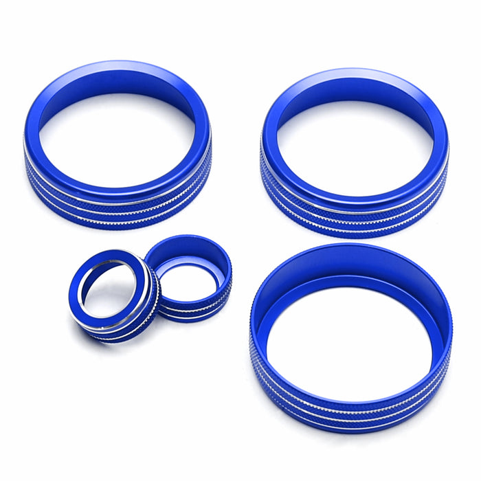 5pc Blue Aluminum AC Stereo Tune Turn-Knob Covers For 22+ Subaru BRZ Toyota GR86