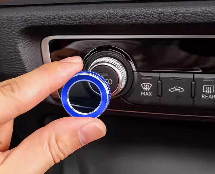 3pc Blue Aluminum AC Climate Controls Knob Covers For Audi 2015-20 A3 & 19-up Q3