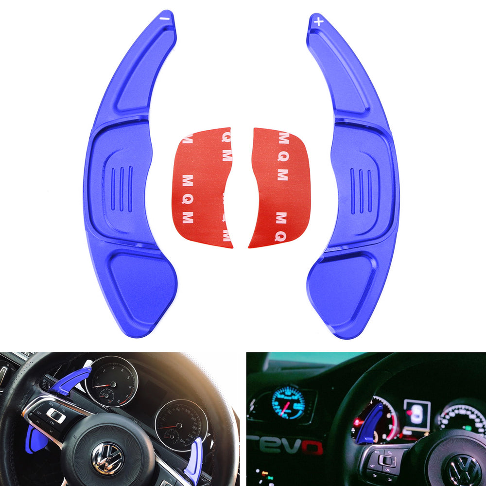 Blue CNC Steering Wheel Paddle Shifter Extension Cover For 15-up VW MK7 GTI/Golf