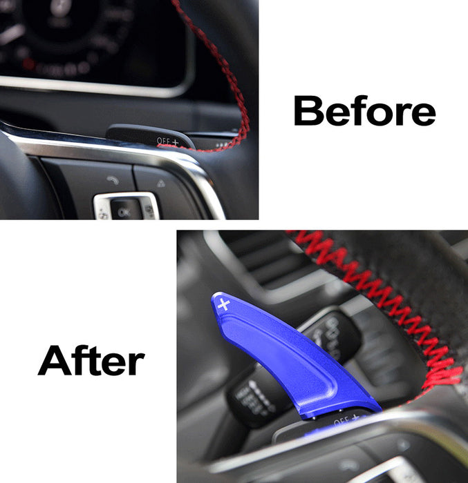 Blue CNC Steering Wheel Paddle Shifter Extension Cover For 15-up VW MK7 GTI/Golf