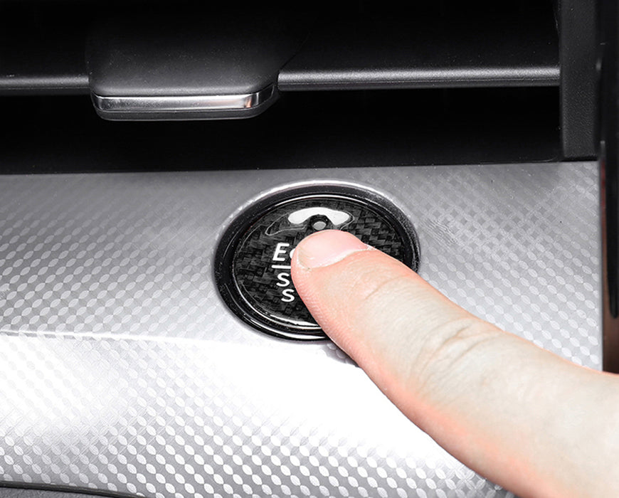 Black Real Carbon Fiber Keyless Engine Push Start Button For Ford F-150 Raptor..