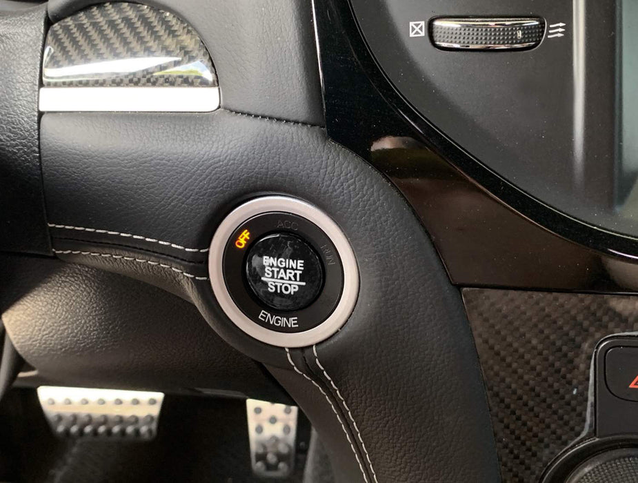 Black Carbon Keyless Engine Push Start Button Cover For Dodge Charger Durango