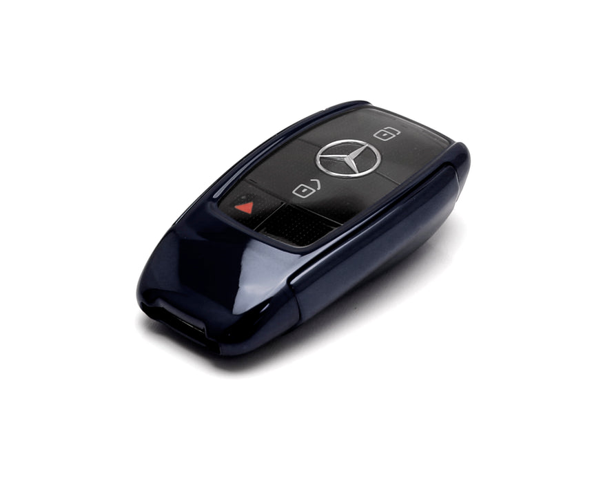 Black TPU Key Fob Cover w/ Button Cover For Mercedes E S G A C CLA CLS GLB Class