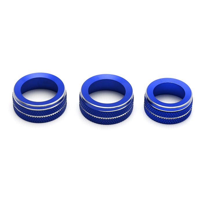 3pc Blue Aluminum AC Climate Controls Knob Covers For Audi 2015-20 A3 & 19-up Q3