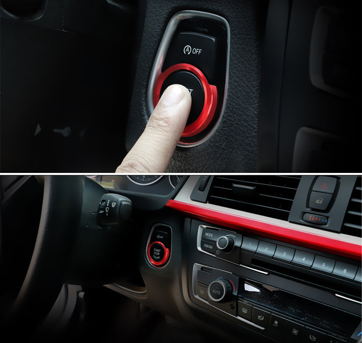 Red Aluminum Keyless Engine Push Start Button Decoration Ring Trim For BMW 2 3 4