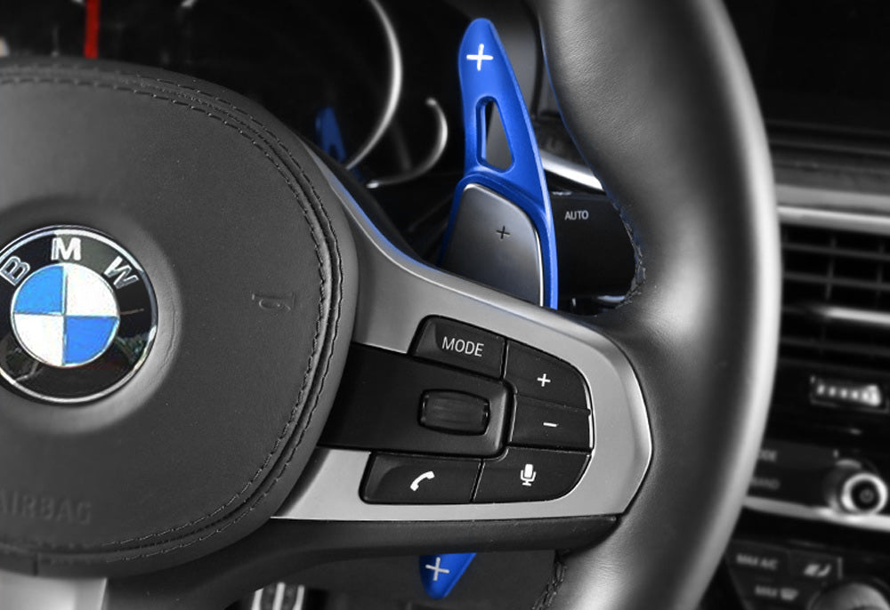 Blue Steering Wheel Paddle Shifter Extension Cover For BMW 3 4 5 7 Series X3 X4