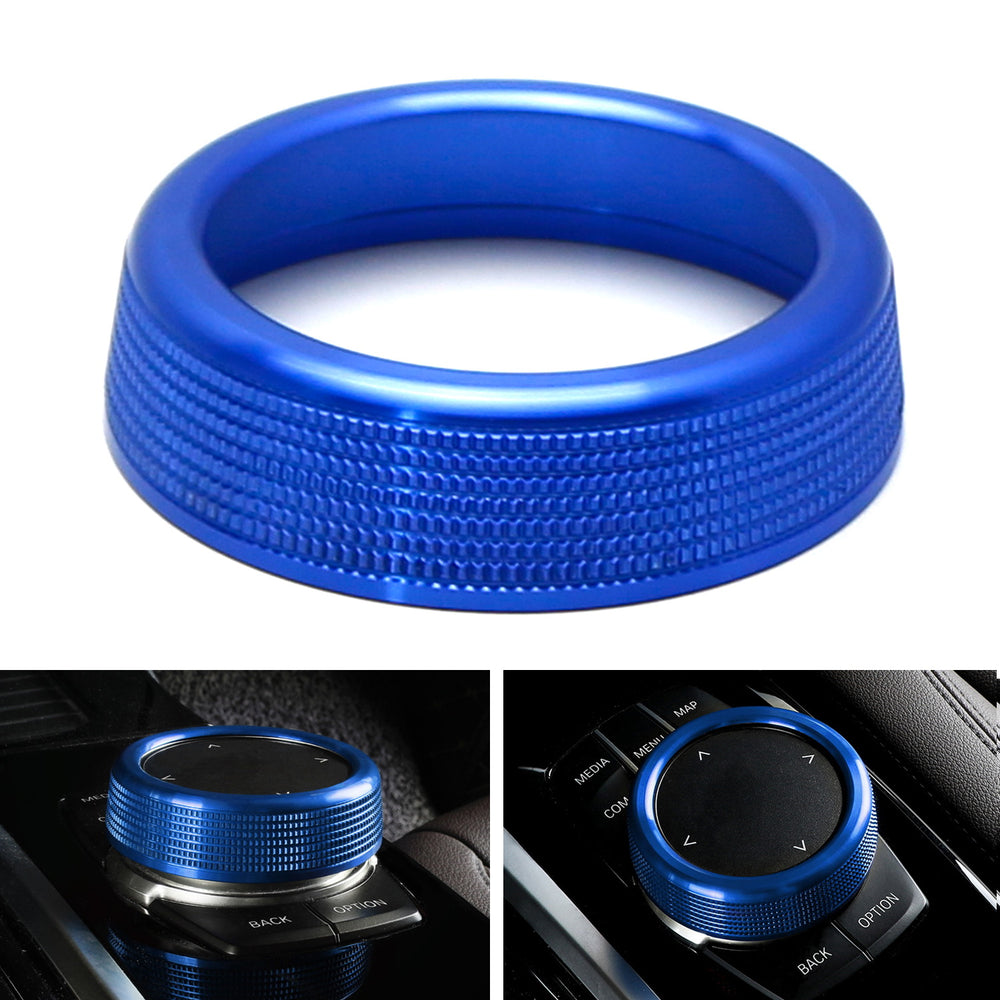 Blue Knob Cover Ring For BMW 1 2 3 4 5 6 7 X 7-Button Multimedia Controller