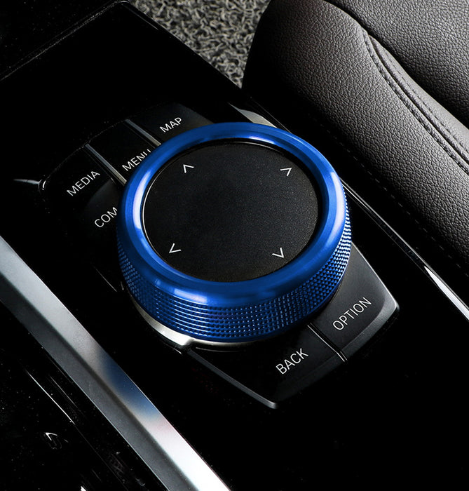 Blue Knob Cover Ring For BMW 1 2 3 4 5 6 7 X 7-Button Multimedia Controller