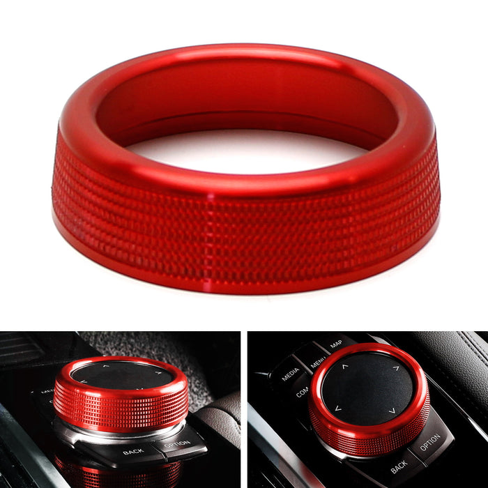 Red Knob Cover Ring For BMW 1 2 3 4 5 6 7 XSeries 7-Button Multimedia Controller