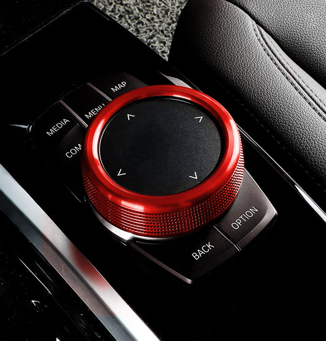 Red Knob Cover Ring For BMW 1 2 3 4 5 6 7 XSeries 7-Button Multimedia Controller