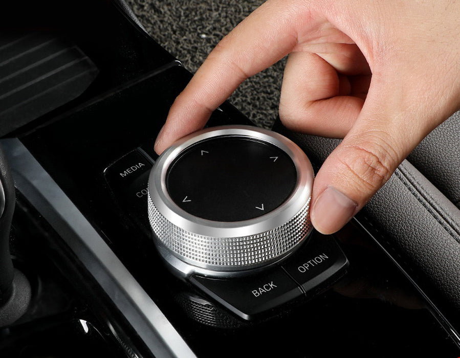 Silver Knob Cover Ring For BMW 1 2 3 4 5 6 7 X 7-Button Multimedia Controller