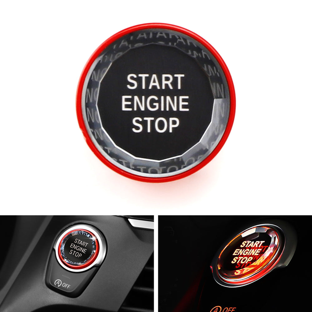 Red Trim Crystal Engine Push Start/Stop Button For 2006-13 BMW E Chassis Model