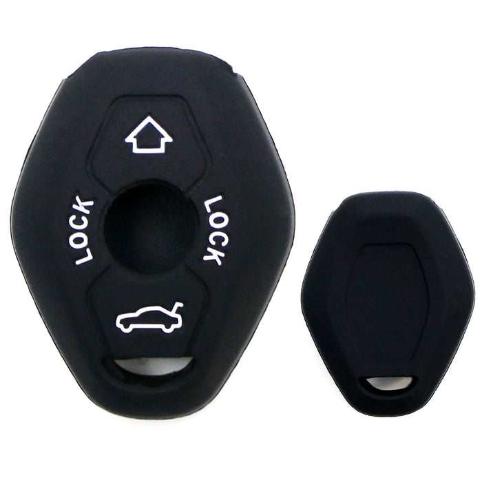 Black Soft Silicone Key Fob Cover For BMW 3 Series X3 X5 Z4 3-Button Blade Key