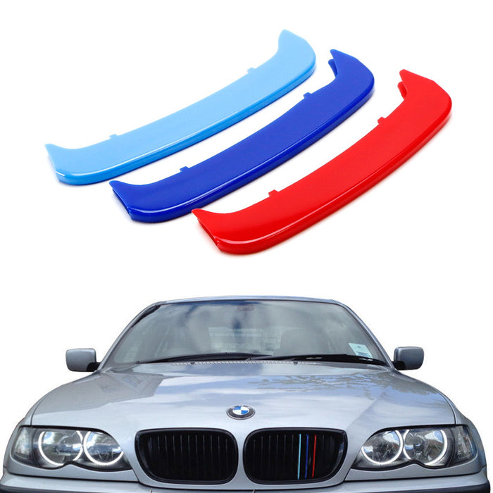 ///M-Color Grille Insert Trims For 02-05 BMW E46 LCI 3 Series Sedan w/ 11-Beams