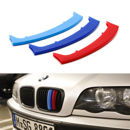 ///M-Colored Grille Insert Trims For 99-01 BMW E46 3-Series 4DR w/ 10-Beam Grill