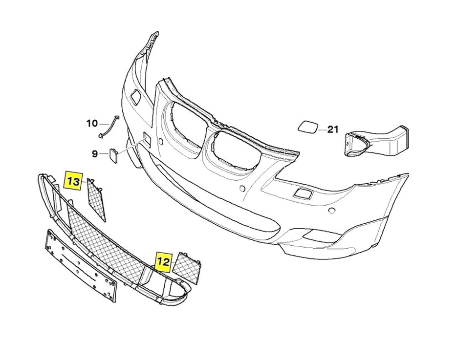 Front Bumper Lower Grille Mesh Covers For 2004-2010 BMW E60 E61 5 Series M-Sport