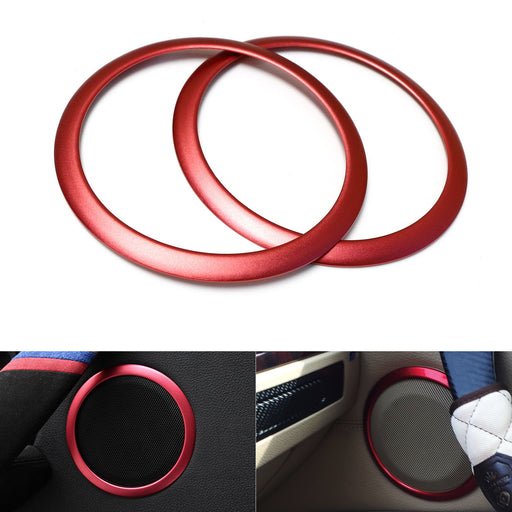 Aluminum Door Speaker Ring Cover Trims For 05-12 BMW E90 E92 3 Series M3, Red