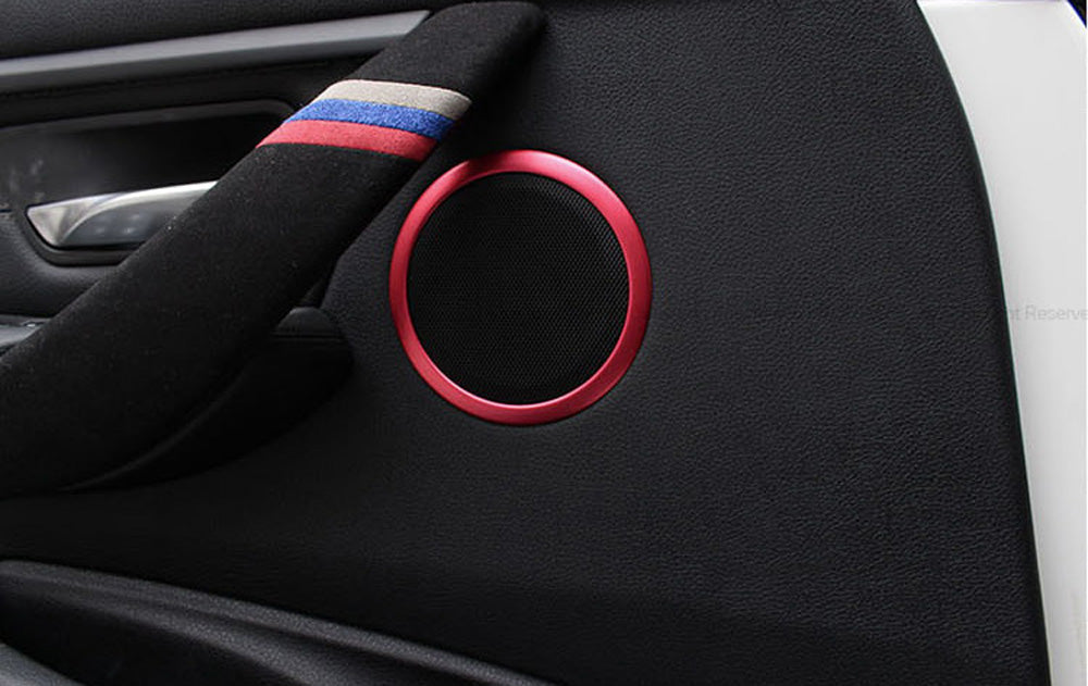 Aluminum Door Speaker Ring Cover Trims For 05-12 BMW E90 E92 3 Series M3, Red