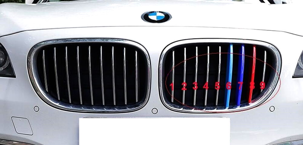 ///M-Color Grille Insert Trims For 13-15 BMW 7 Series w/9 Standard Grille Beams