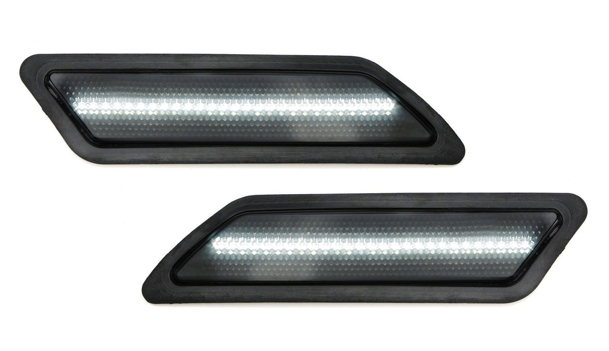 Glossy Black White LED Strip Bumper Side Marker Lights For 2012-15 BMW 3 Series