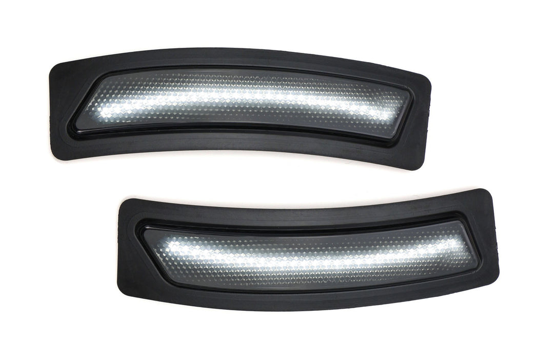 Glossy Black White LED Strip Bumper Side Marker Lights For 16-19 BMW 3 4 Series