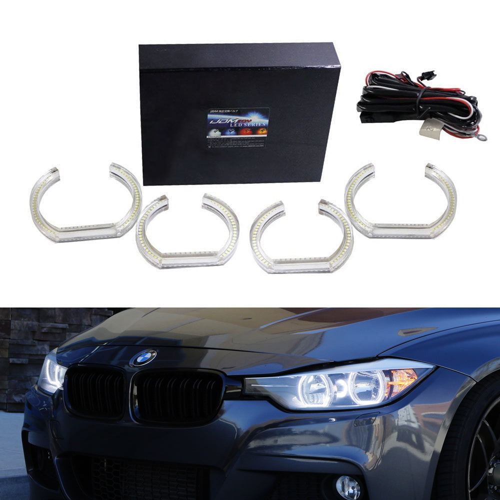 White DTM Style Square LED Angel Eye Kit For BMW F30 3 Series Halogen Headlights