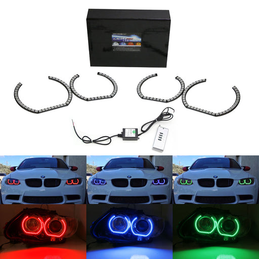 DTM Style Horseshoe RGB Multi-Color LED Angel Eyes Halo Rings For BMW Headlights