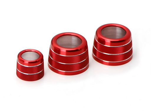 Red Aluminum AC Climate Control Radio Volume Knob Ring Covers For 17-up 5 Series