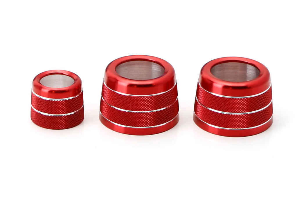 Red Aluminum AC Climate Control Radio Volume Knob Ring Covers For 17-up 5 Series