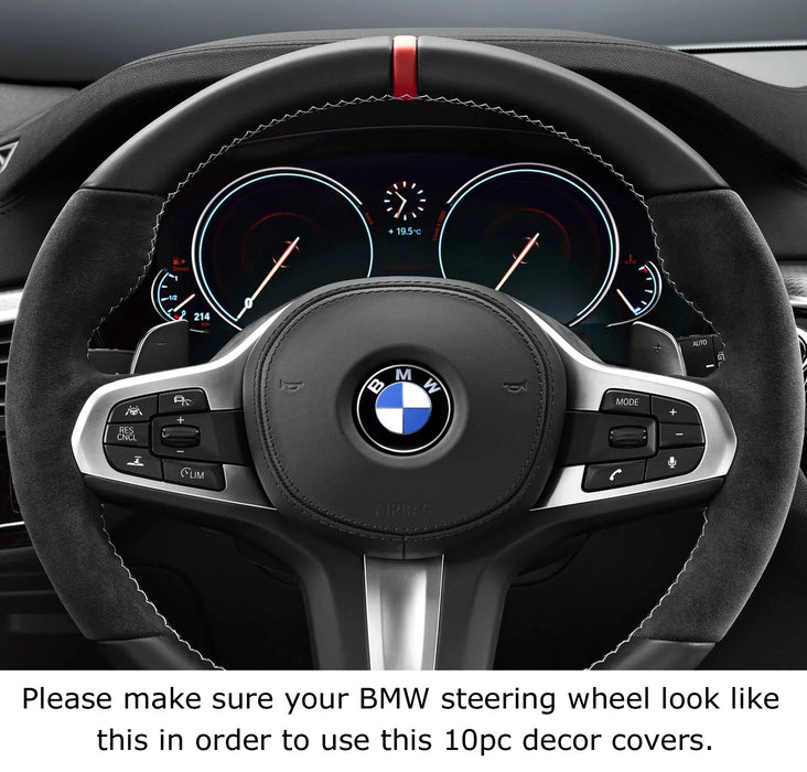 Silver 10pc Steering Wheel Control/Button Decoration Trim For 17-up BMW 5 Series