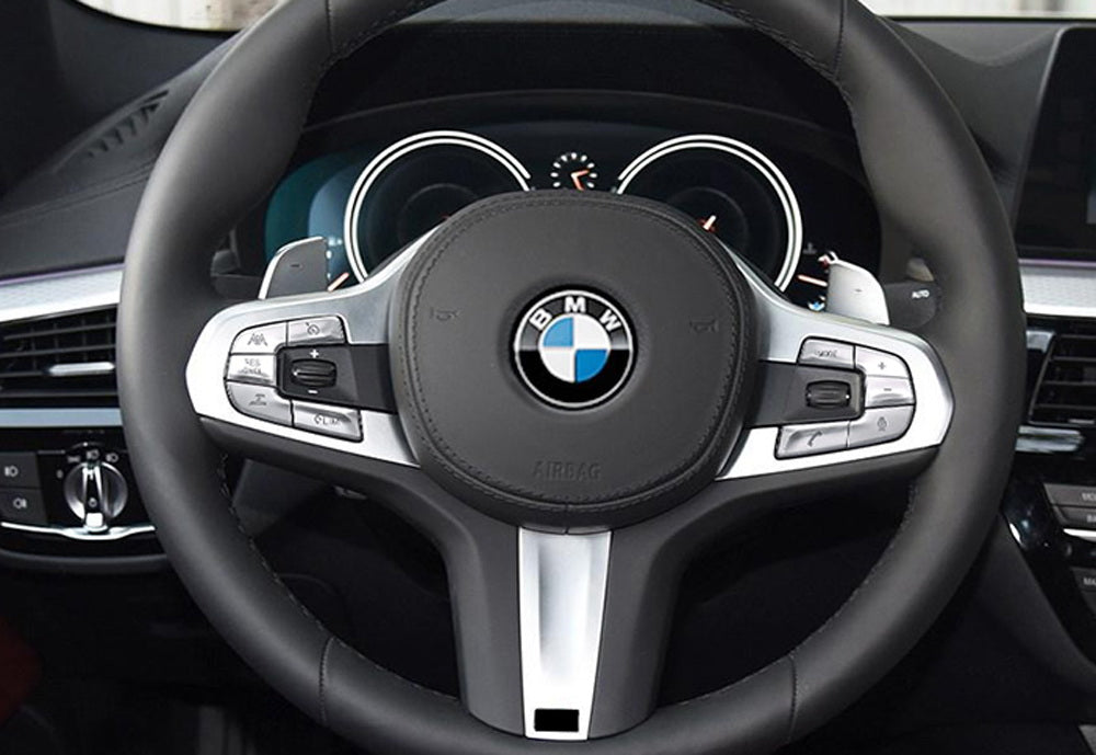 Silver 10pc Steering Wheel Control/Button Decoration Trim For 17-up BMW 5 Series