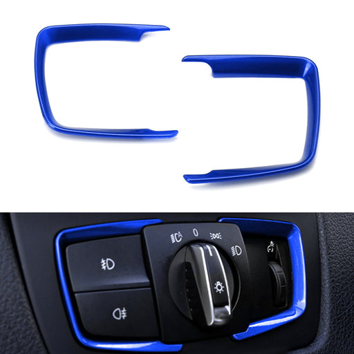 Blue Headlight Switch Surrounding Decorative Trims For BMW 2 3 4 Series X5 X6