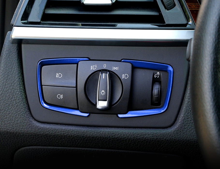 Blue Headlight Switch Surrounding Decorative Trims For BMW 2 3 4 Series X5 X6