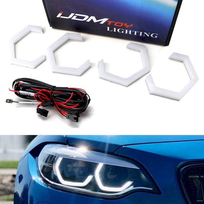 Hexagon Shape White LED Angel Eyes Halo Ring Lighting Kit For Headlight Retrofit