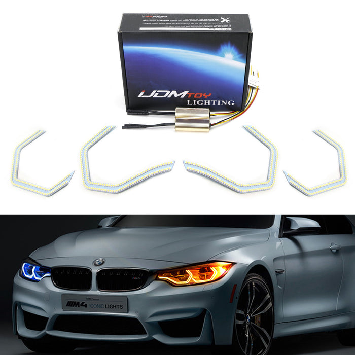 Switchback Concept M4 Iconic Style LED Angel Eye Kit w/Relay Wirings For BMW