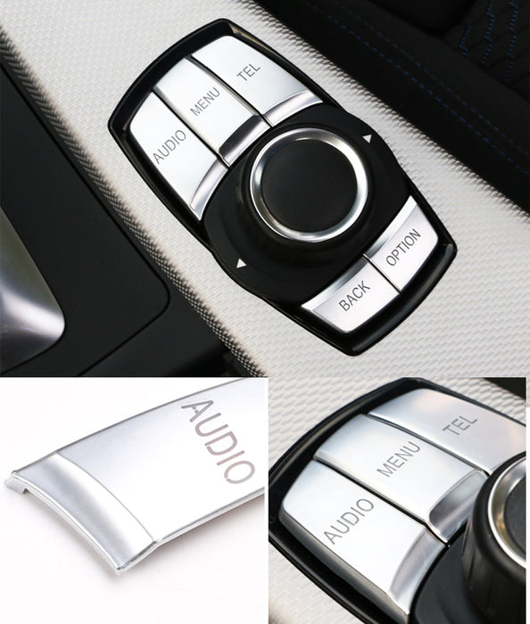 Silver 5-Button Decoration Trims For BMW Multimedia iDrive Knob Control Button