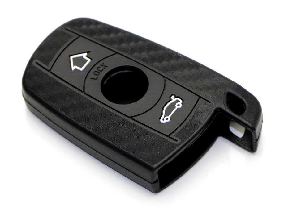 Carbon Fiber Pattern Soft Silicone Key Fob Cover For BMW First Gen Keyless Fob