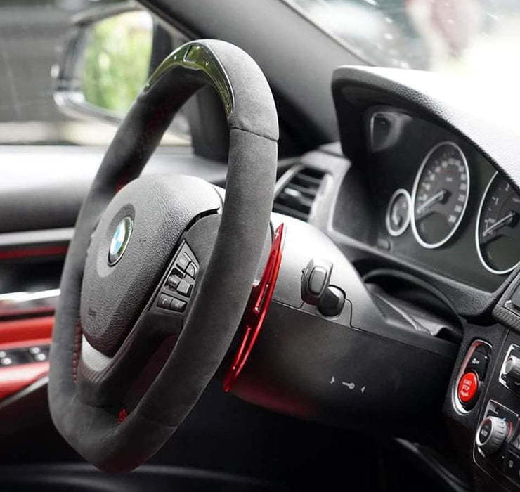 CNC Red Aluminum Steering Wheel Larger Paddle Shifters For BMW Exx M3 M6 X5M X6M