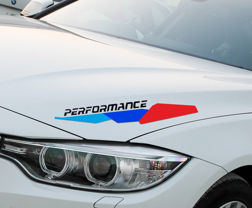 Iconic M-Sport Tri-Color Stripe w/Black Performance Letter Vinyl Sticker For BMW