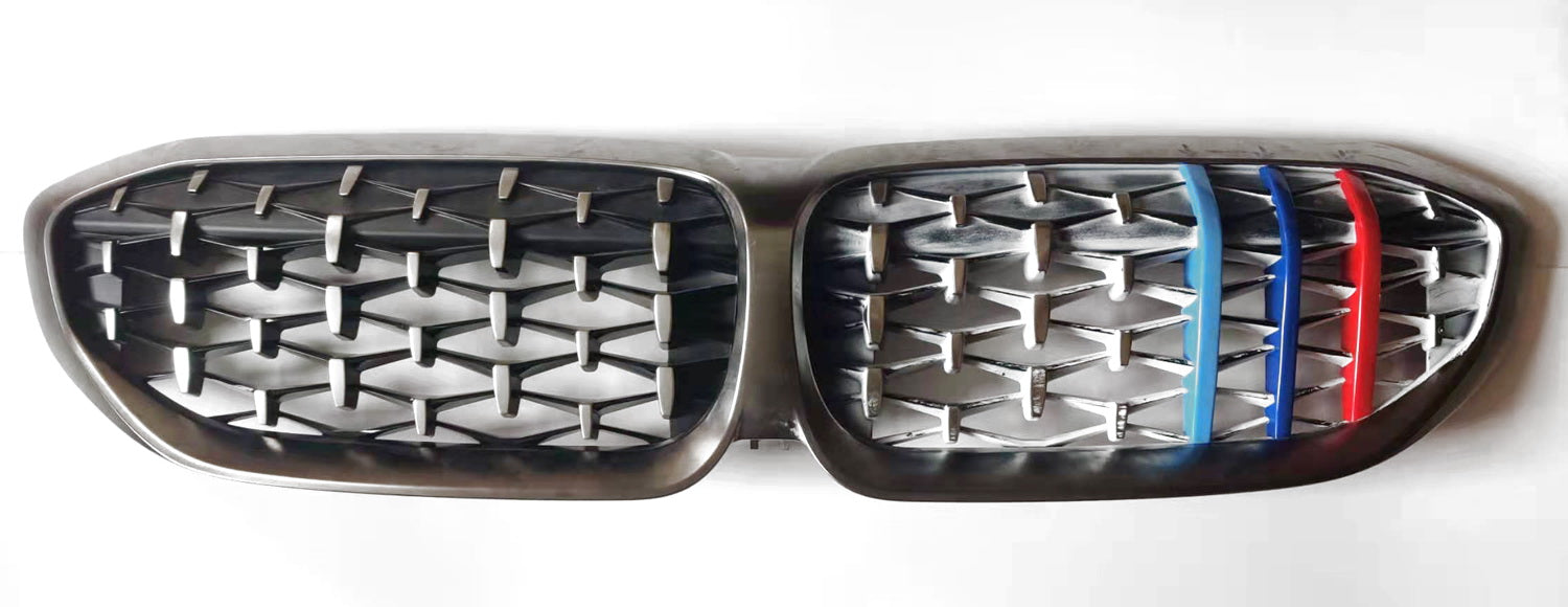 M-Colored Grille Insert Trims For 19-22 BMW G20 3 Series M340i w/ 8-Beam Grille