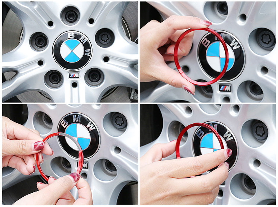 Blue Aluminum Wheel Surrounding Ring Decoration Trims For BMW 68mm Center Caps