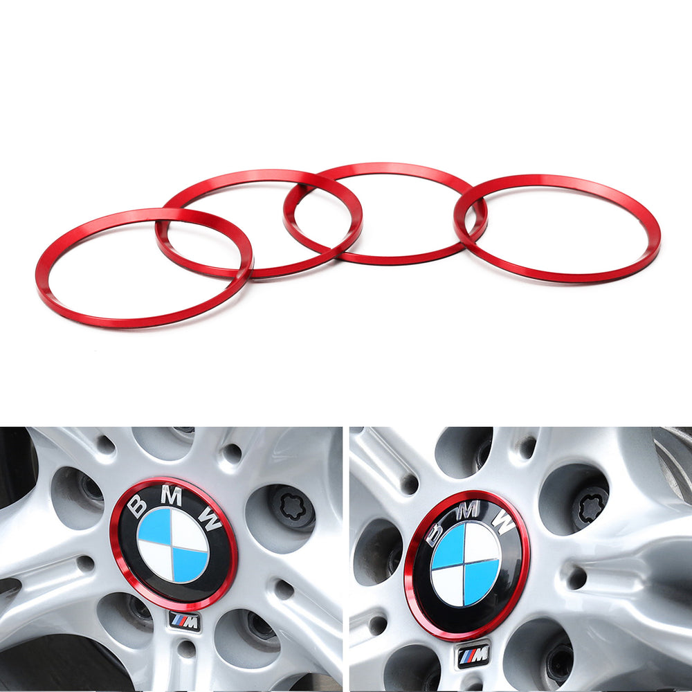 Red Aluminum Wheel Surrounding Ring Decoration Trims For BMW 68mm Center Caps