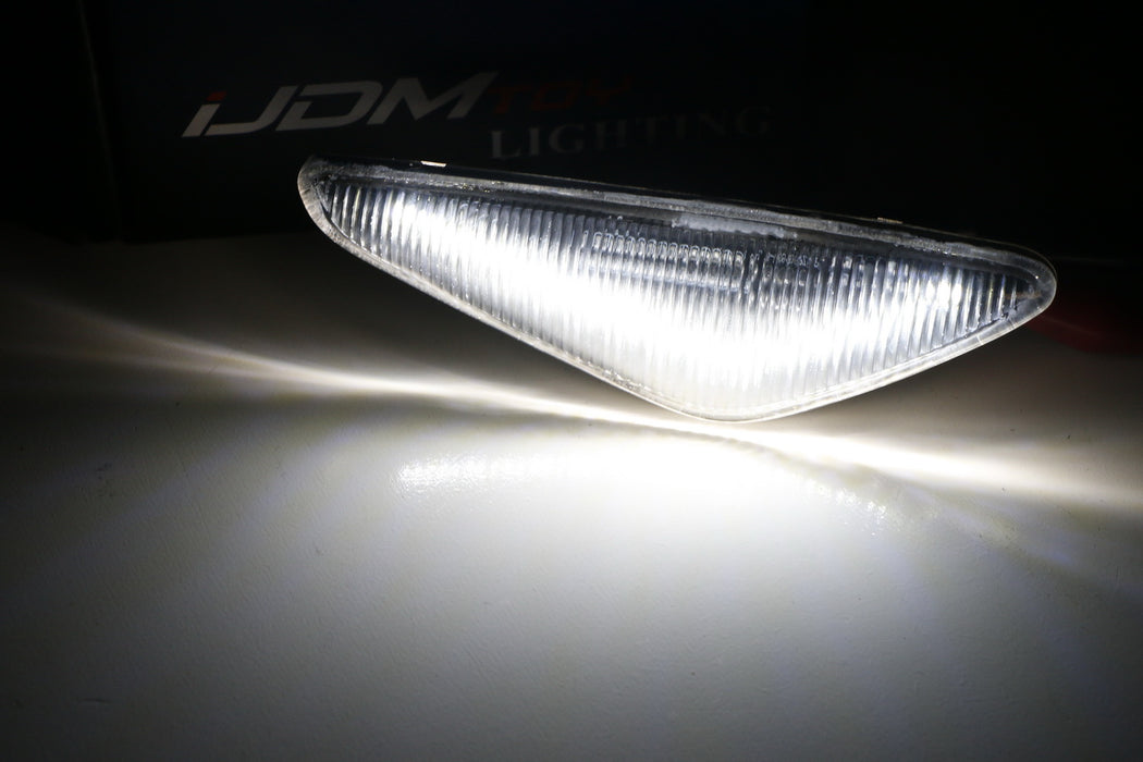 Clear Lens V-Shape White LED Front Fender Side Marker Lights For BMW X3 X5 X6