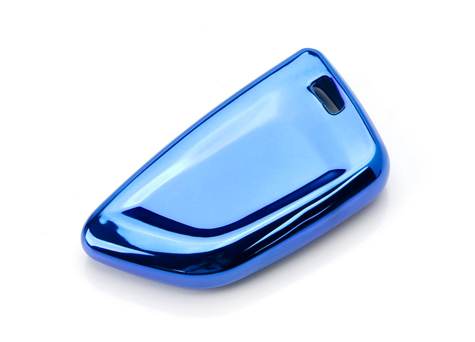 Gloss Blue TPU Key Fob Case For BMW X1 X4 X5 X6 5 & 7 Series Knife Shape Key