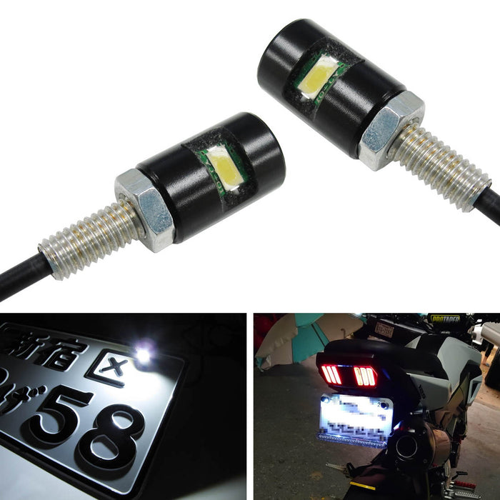 12V White 5730-SMD Bolt-On LED License Plate Lights For Motorcycle Bike or Car