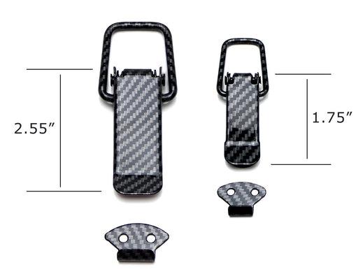 4pc Black Carbon Fiber Finish Bumper/Hood Quick Release Lock Clip/Hasp/Latch