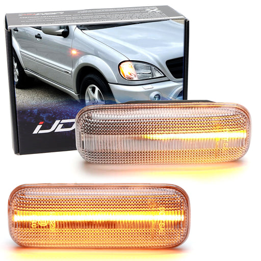 Clear Sequential Blink LED Fender Side Marker Lights For 98-03 Mercedes W163 ML